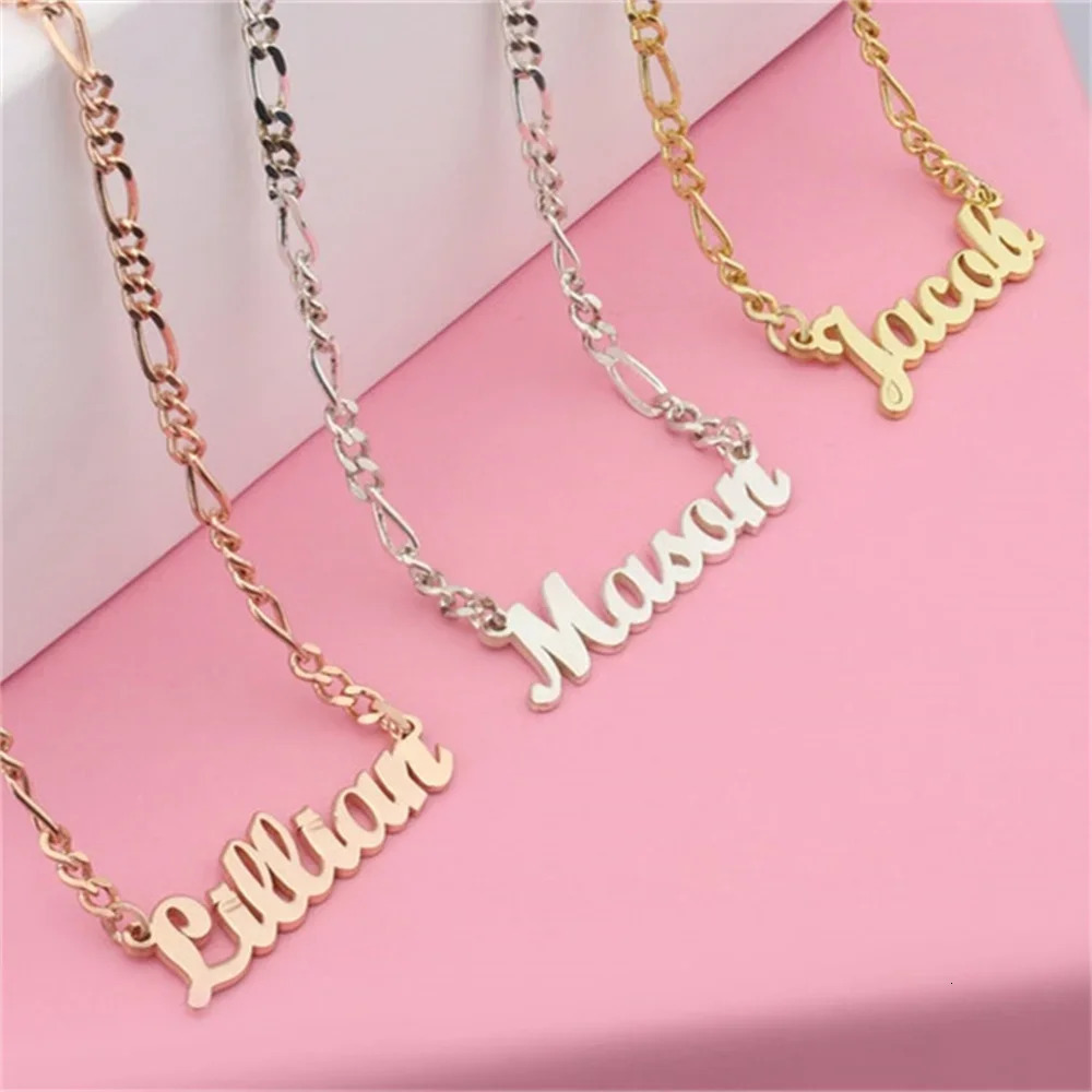 Jewelry Name Custom Necklaces for Men Nameplate Stainless Steel Women Silver Personalized Letter Necklace Gift 2023 250210
