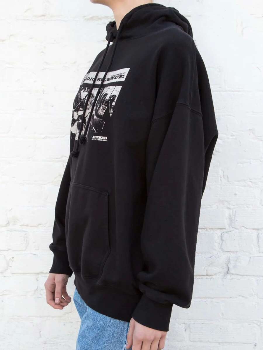 Vintage Rock Graphic Print Hoodie Women Casual Hooded Long Sleeve Pocket Pullover 2023 Oversized Streetwear Y2k Sweatshirt Tops
