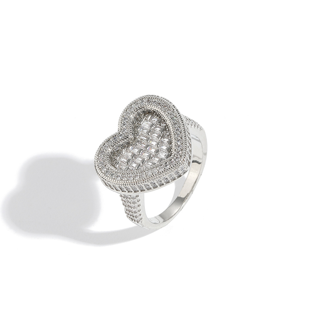 Classic Love Heart Ring 18k Real Gold Plated TopBling Full 5A T Zircon Jewelry Women Mens Couple Jewelry