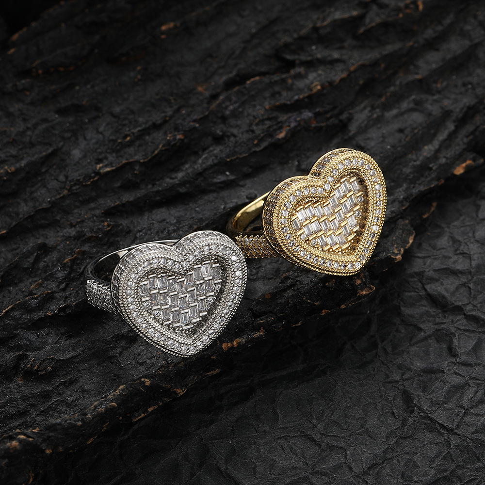 Classic Love Heart Ring 18k Real Gold Plated TopBling Full 5A T Zircon Jewelry Women Mens Couple Jewelry