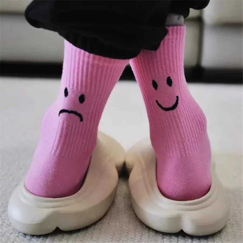 New Tide Brand Behind Crying Face A B Socks Creative Funny Sports Pure Color Couples Socks Tide Cotton Socks Men Women W250217
