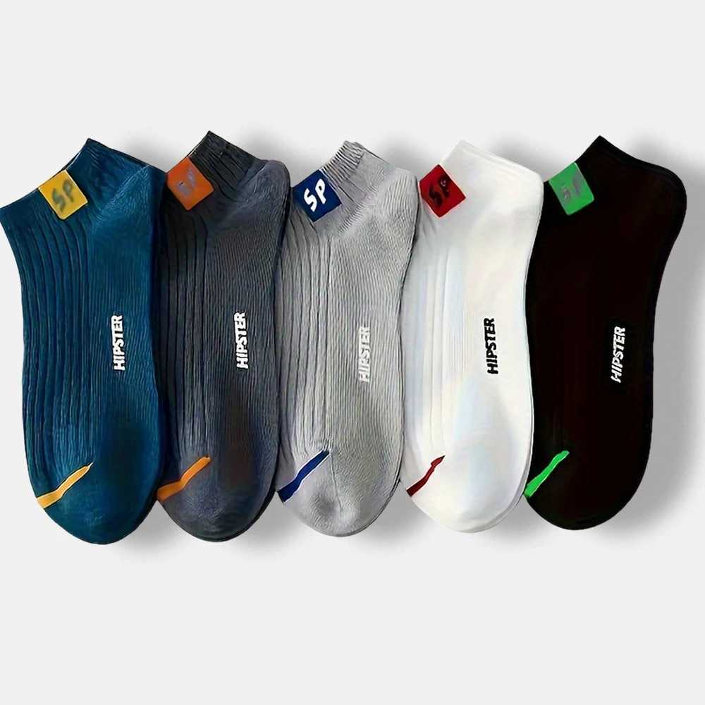 5 Pairs Men Solid Color Ankle Socks Creative Versatile Trendy Super Comfortable Socks Moisture Absorbing Breathable Short Socks W250217