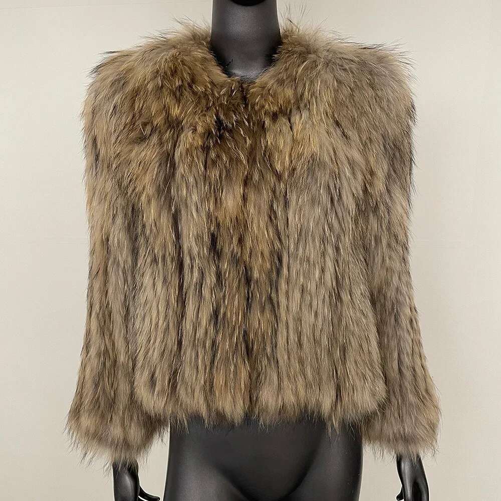 2024 Autumn and Winter New Natural Raccoon Double-sided Woven Fur Coat Thickened Women's Warm Leather Daily Commute