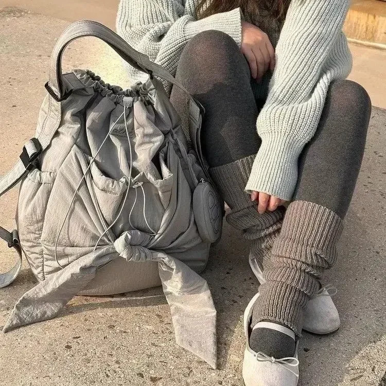 Women Bag Nylon High-Capacity Fashion Casual Backpack Bow Drawstring Shoulder Bag Handbag All-match 250122