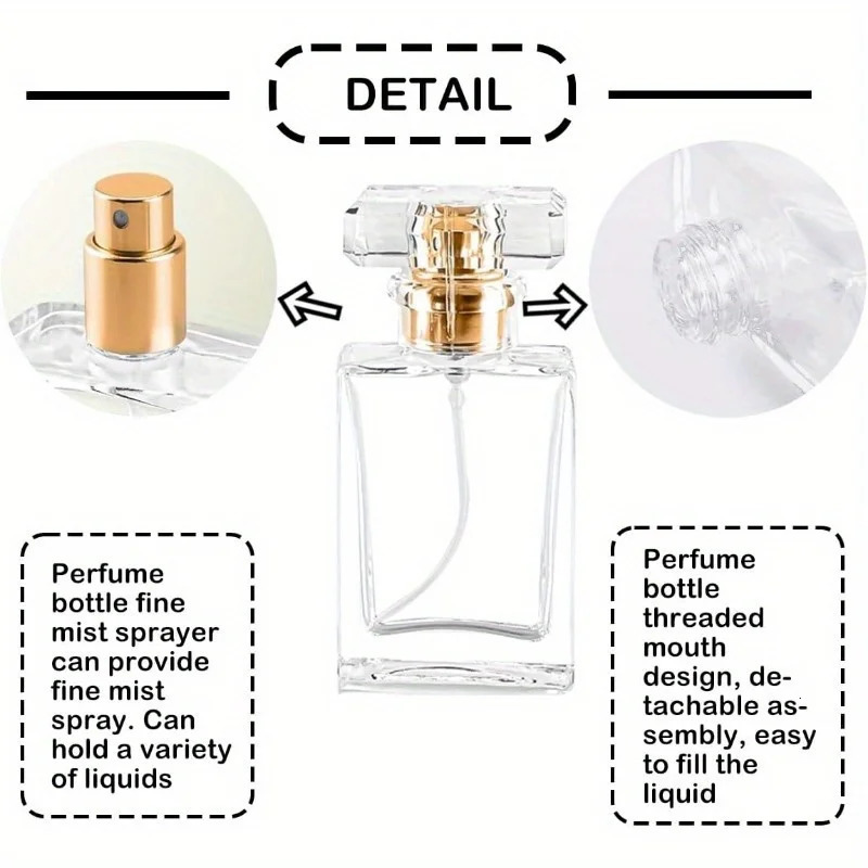 8pcs 30ml Glass Perfume Bottles Empty Refillable Clear Travel Perfume Spray Atomizer Perfume Bottle Atomizer Container 250213