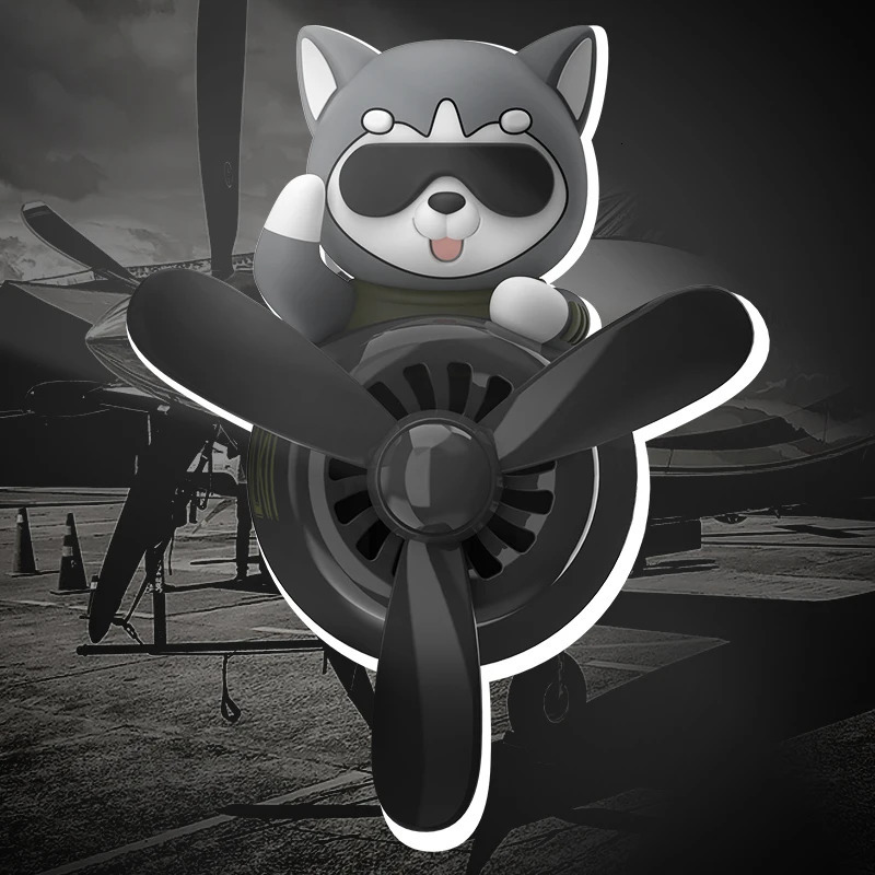 Rotating propeller pilot husky dog car air fresheners accessories decorations perfume diffuser vent clip fragrance aroma fun fan 250214
