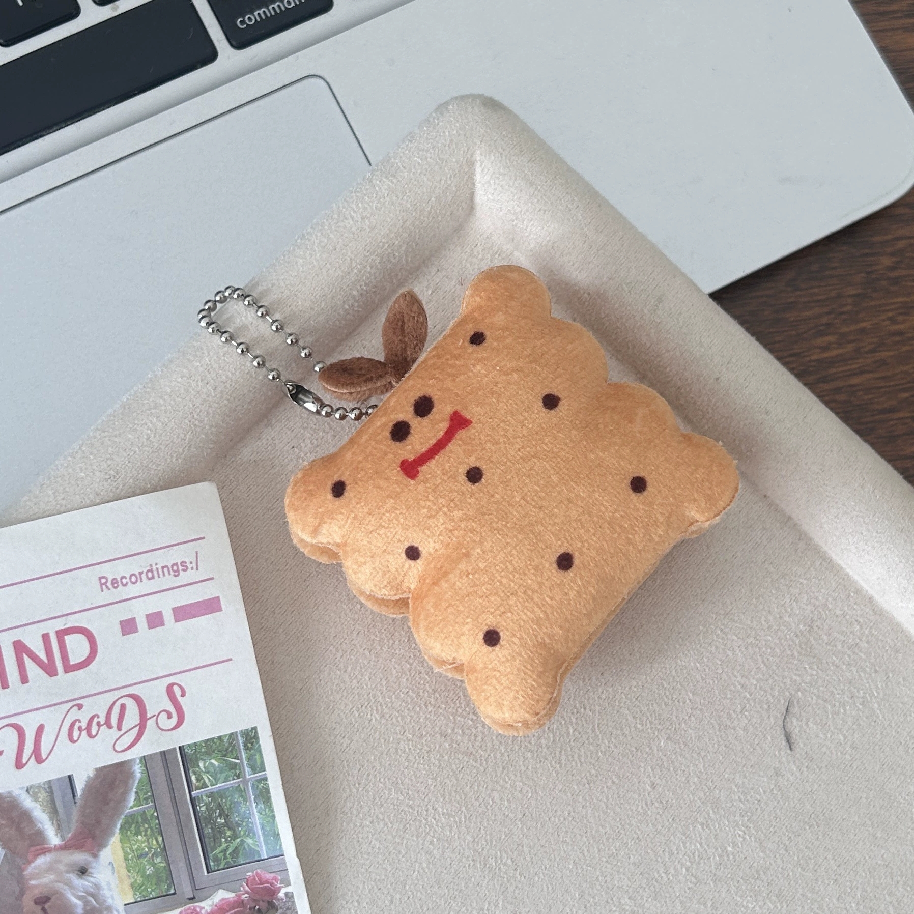 Double layered fabric food toy pendant fun and cute cartoon burger square biscuit keychain keychain backpack accessories