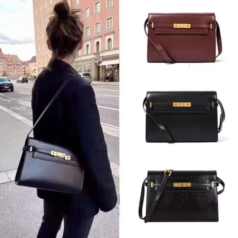 New Ladies Square Tofu Cowhide Trendy Crocodile Pattern One Shoulder Messenger Women's Design Brand Bag