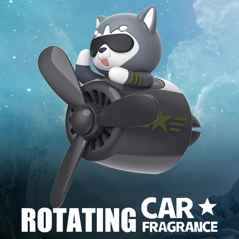 Rotating propeller pilot husky dog car air fresheners accessories decorations perfume diffuser vent clip fragrance aroma fun fan 250214