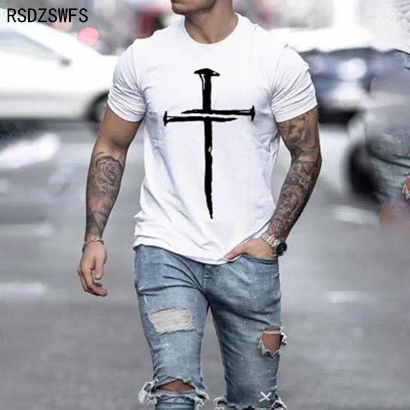 Men's T Shirts Fashion Jesus Christ Cross 3D Print Men T-Shirt Summer Casual All-match O-Neck Short-sleeved Oversized Shirt Streetwear Tops