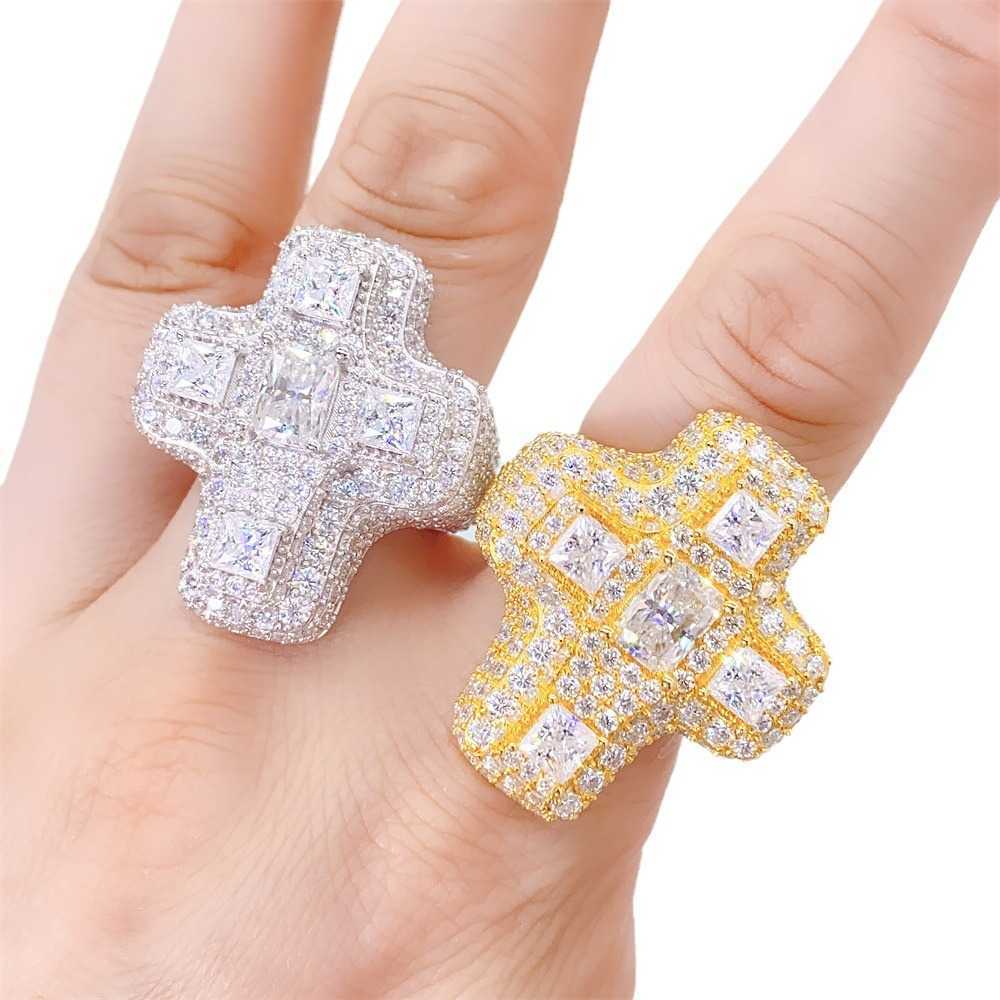 Hot selling S925 sterling silver D-color vvs moissanite ring hip-hop mens full diamond hip-hop ring accessories