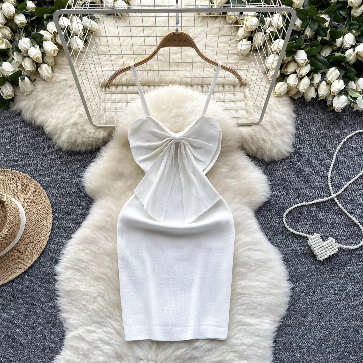 Sexy Backless Lace Solid Knitted Bow Summer Dress Women Black Mini Party Bodycon Sheath night Club Outfits 250214