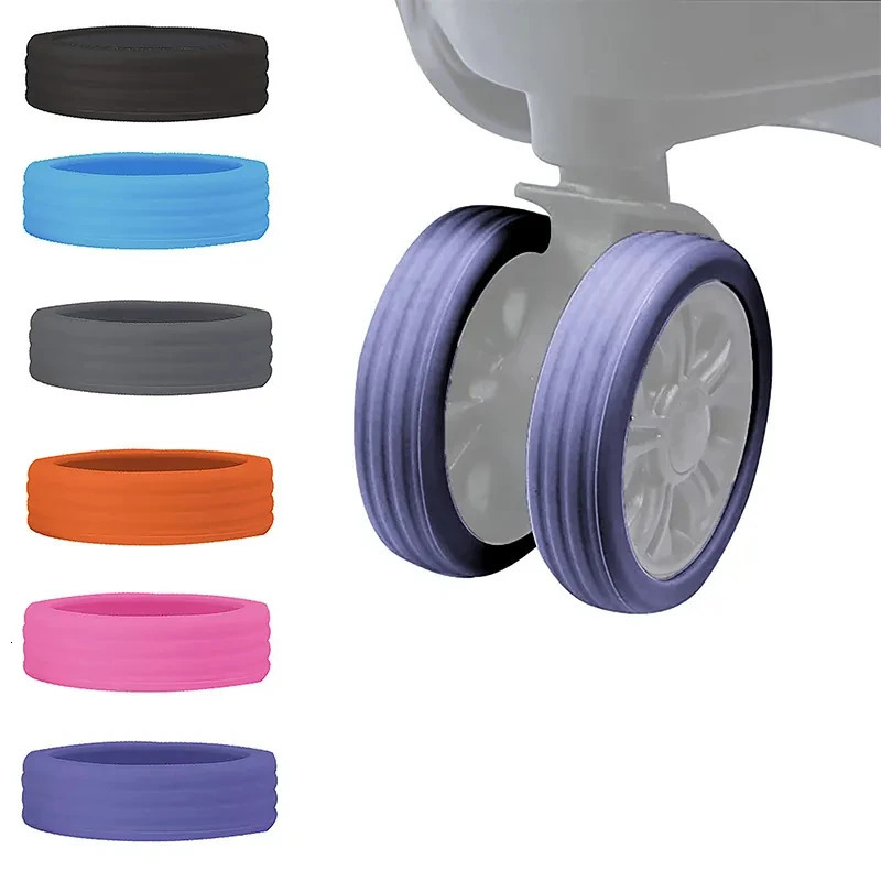 4/8 pieces of luggage wheel protectors silicone wheels shoes travel luggage noise reduction wheels protective covers accessories 250214
