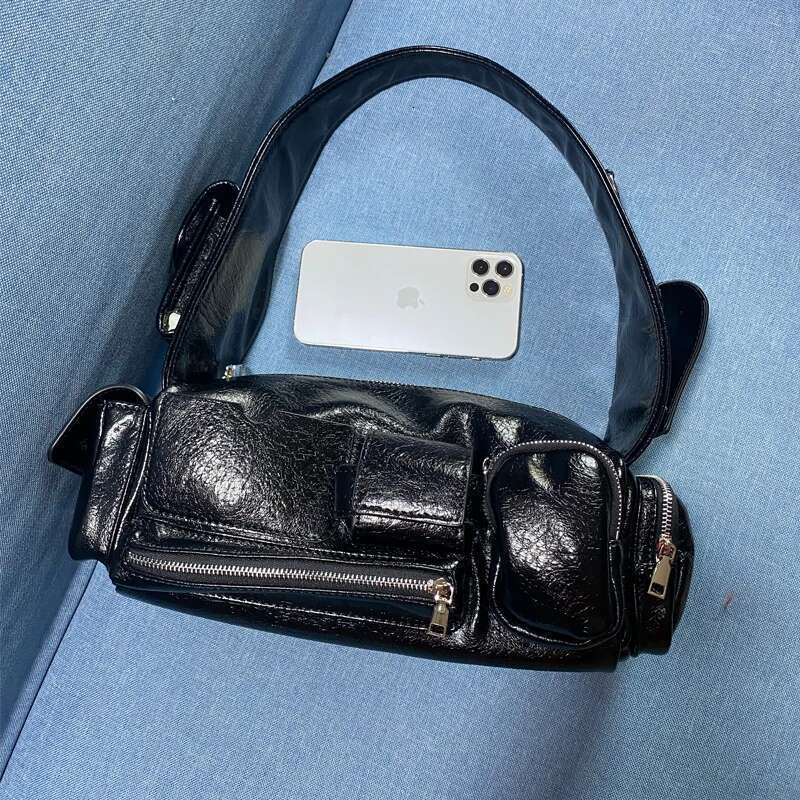 Moto & Biker Underarm Bags For Women Designer Handbags Purses 2023 New In Personality PU Square Multiple Pockets Shoulder