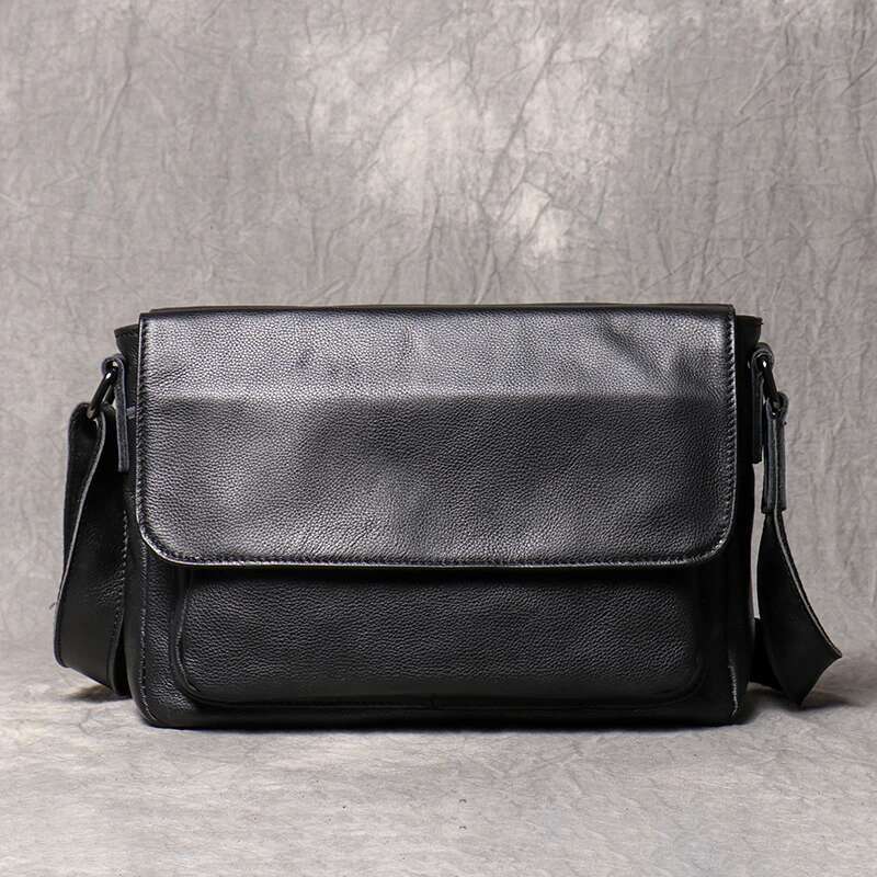 Leatherfocus Men's Shoulder Casual Crossbody Outdoor Daily Mobile Phone Bags Cowhide Retro Sg Bag For 7.9-Inch Ipad