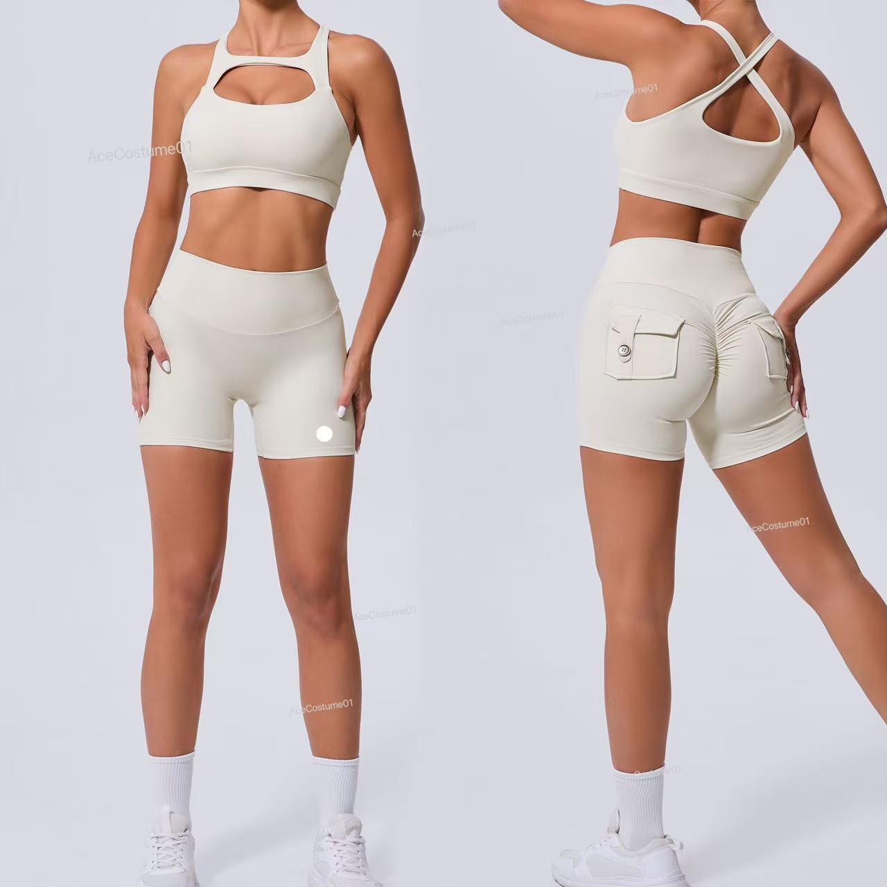 Nuove Donne Da Yoga Pantaloncini Lalign Lalign Outfit Lady Sports Triple Yoga Ladies Pantaloni Esercizio Fitness Wear Girl-image