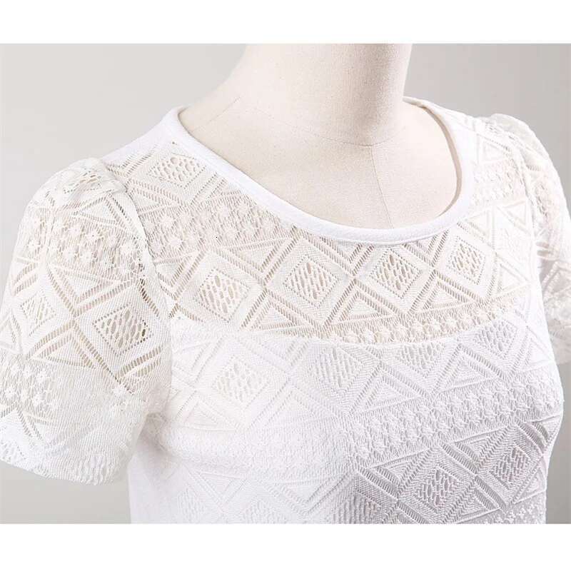 New Women Clothing Chiffon Blouse Lace Crochet Female Korean Shirts Ladies Blusas Shirt White Blouses Slim Fit Tops 2023