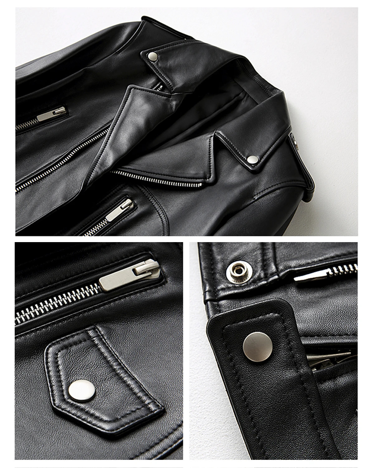 Womens Classic Faux Leather Moto Jacket Casual Pleather Jackets Short Coat 250211