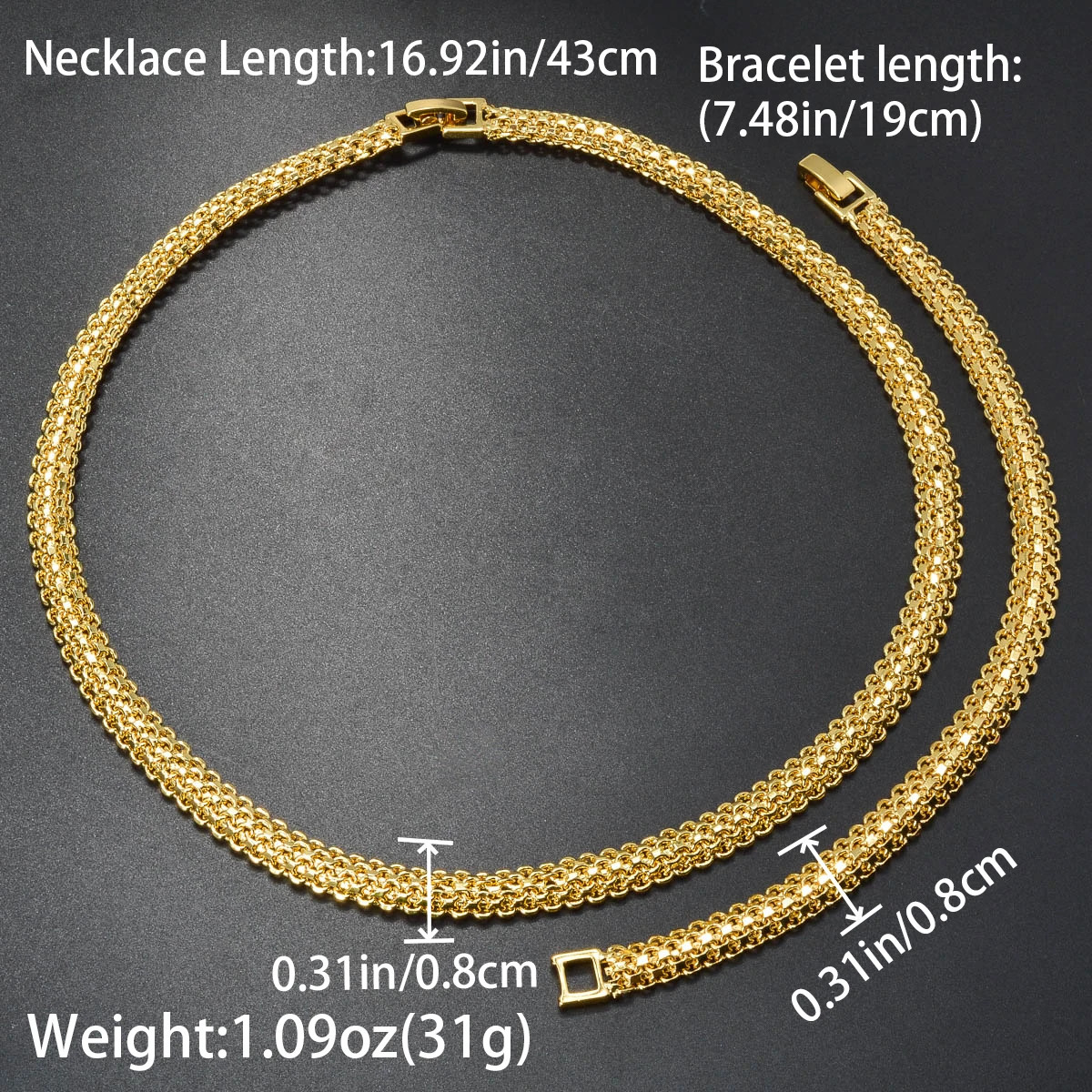 Italian Chain Necklace Bracelet for Women Friendship Friend Metal Hip Hop Bangle Ladies Wedding Jewelry Set Womens Pulseras 250213