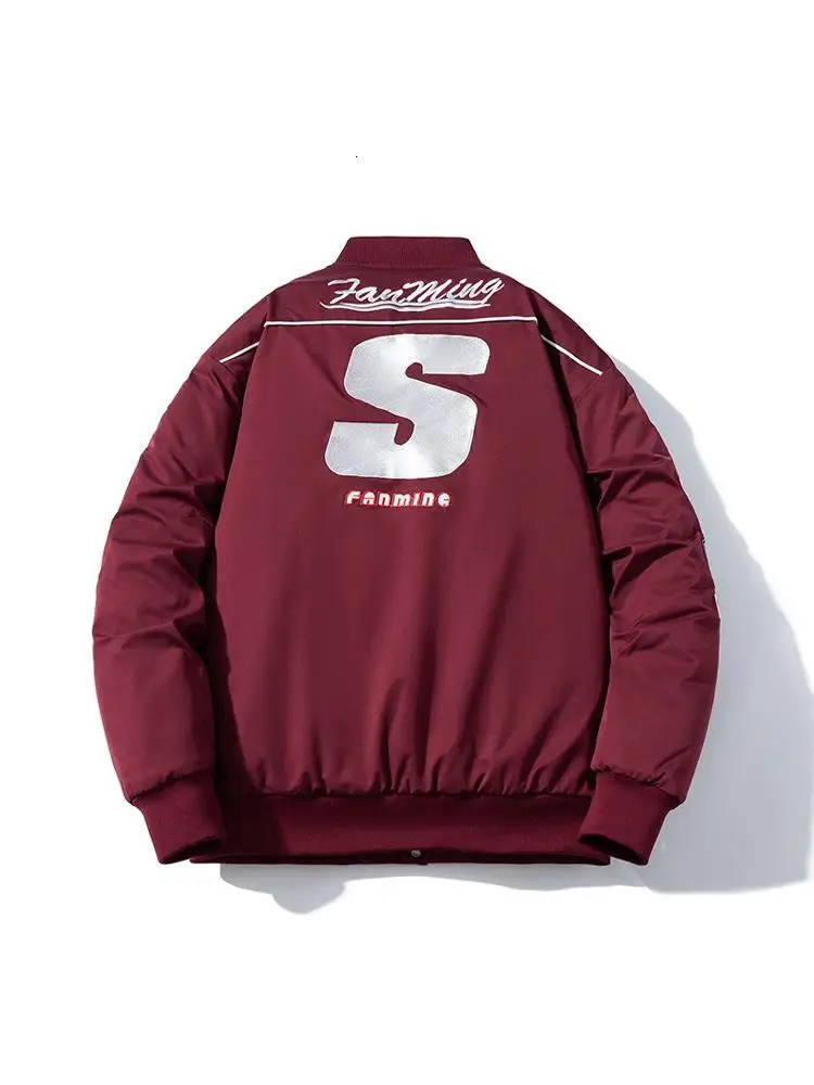 Autumn Winter Varsity Jacket Men Letter Embroidery Motorcycle Women Fashion Hooded Parkas American Baseball Coat Button 250212