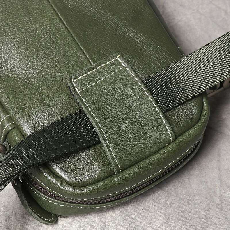 Leathfocus Men's Retro Crossbody Leather Waist Mini Cowhide Phone Sg Casual Wear Belt Bag