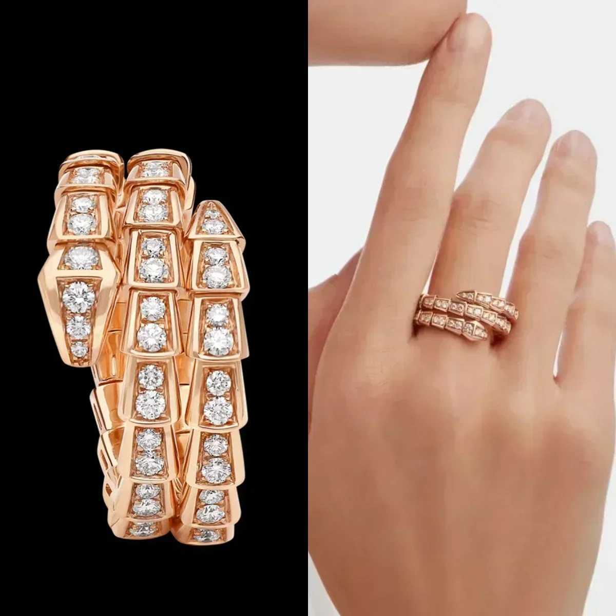 Band Rings S925 Silver 2024 New High-end Luxurious Snake Viper Ring Pav Diamond Elegant Noble and Confident Suitable for Banquets J250217KUHX