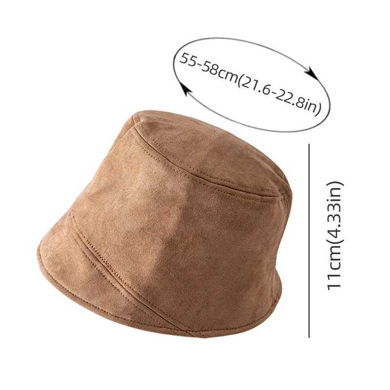 Autumn Suede Bucket Hat Women Fashion Flat Top Panama Cap Solid Color Irregular Brim Fisherman Hats Outdoor Travel Sunbonnet W250217