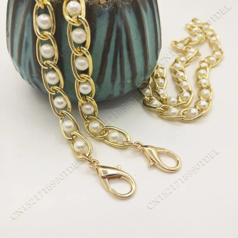 Womens pearl bag chain length cross shoulder strap handbag womens replacement parts 4060100110cm 250213