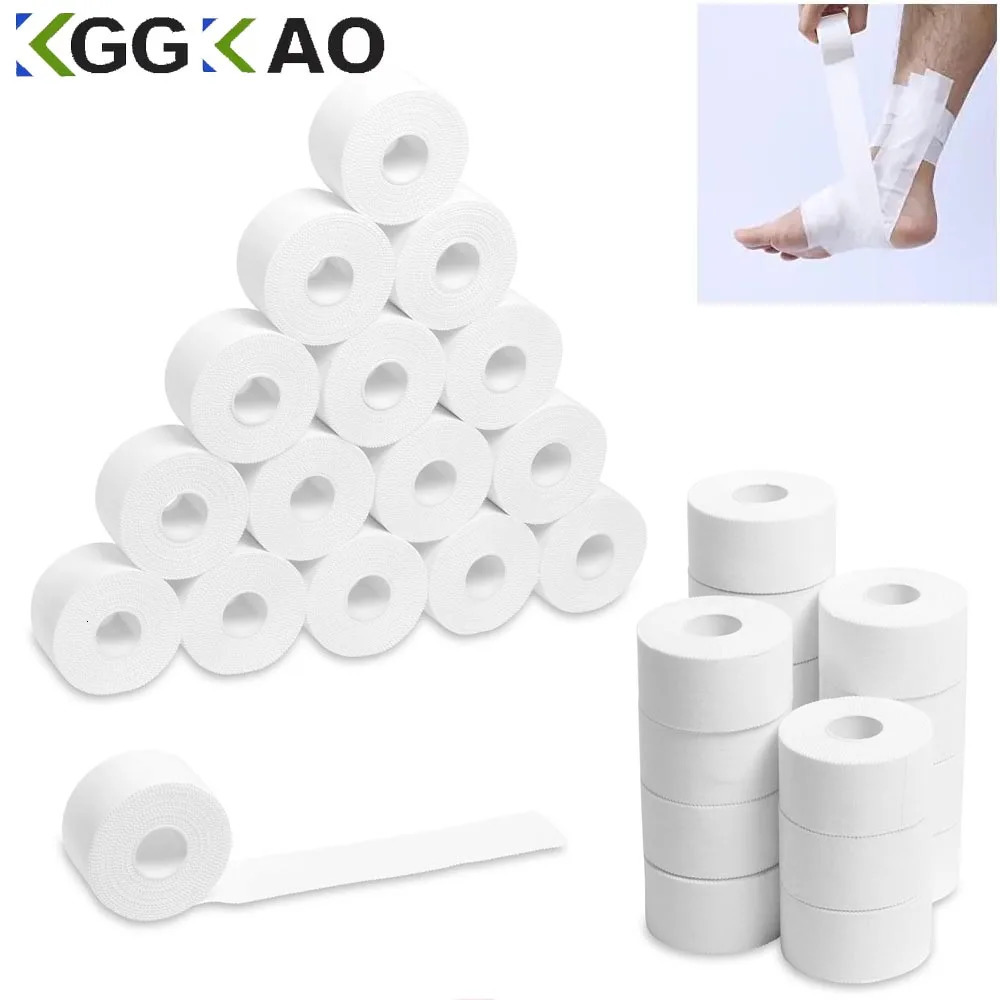 5 Rolls 2.5/3.8/5cm Sport Athletic Waterproof Cotton White Boxing Adhesive Tape Strain Injury Support Sport Binding Bandage 250217