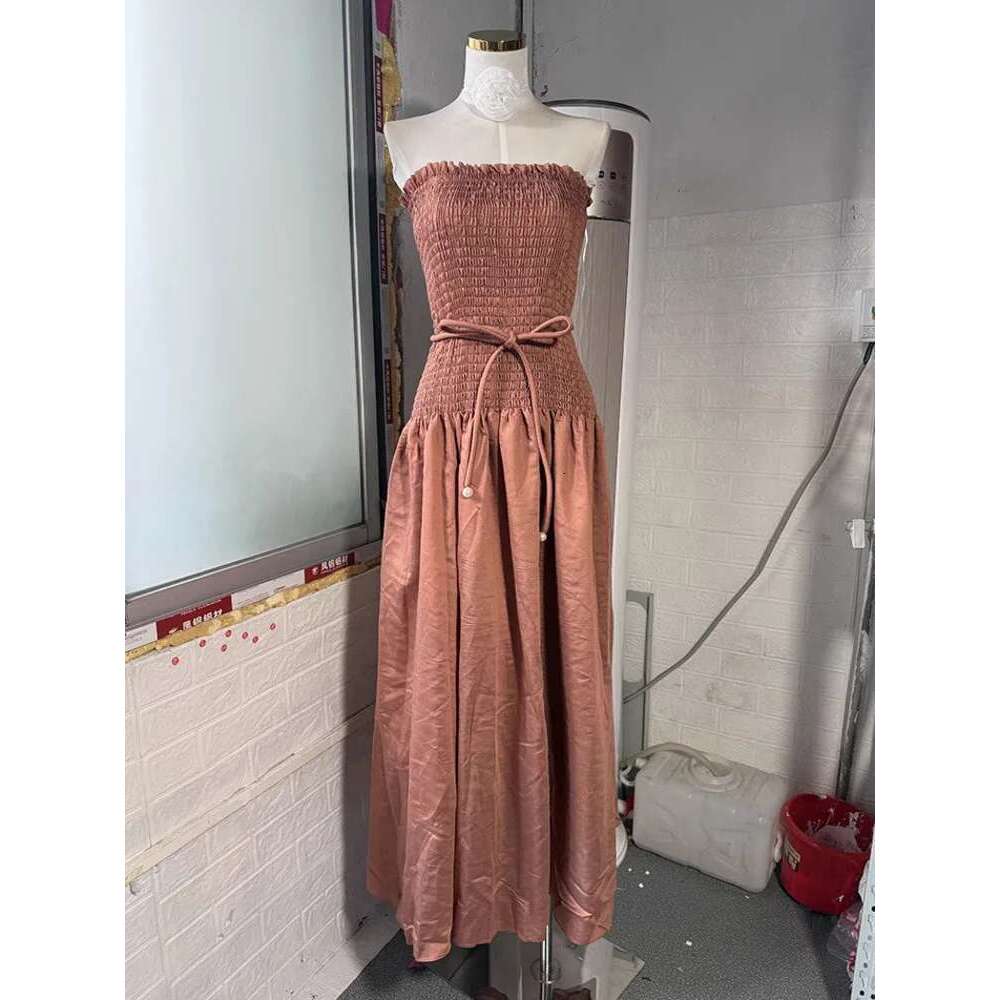 Elegant Women's Minimalist Solid Dresses Slash Collar High Waist Sleeveless Slim Evening Dress Spring 2025 New