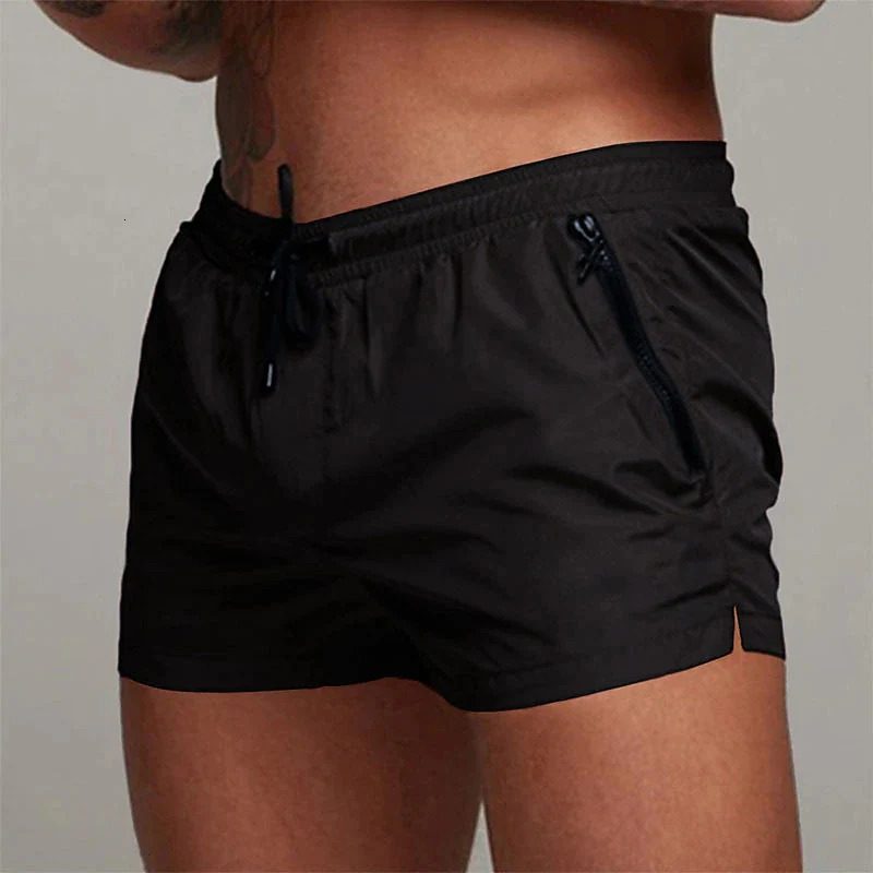 Mens Workout Running Shorts Drawstring with Mesh Lining Zipper Pocket Solid Colored Sports Outdoor Fitness Basic Casual 250214
