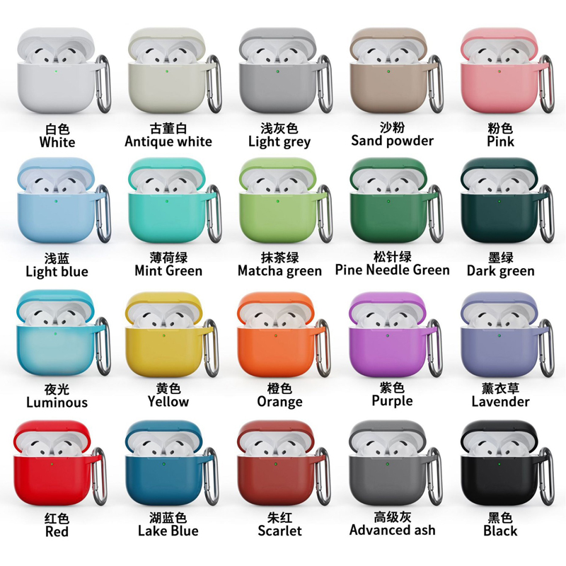 For Airpods 4 Soft Silicone Skin Case Cover 2MM Thickness Shock-Absorbing Protective Case with Keychain for Airpods Pro 2