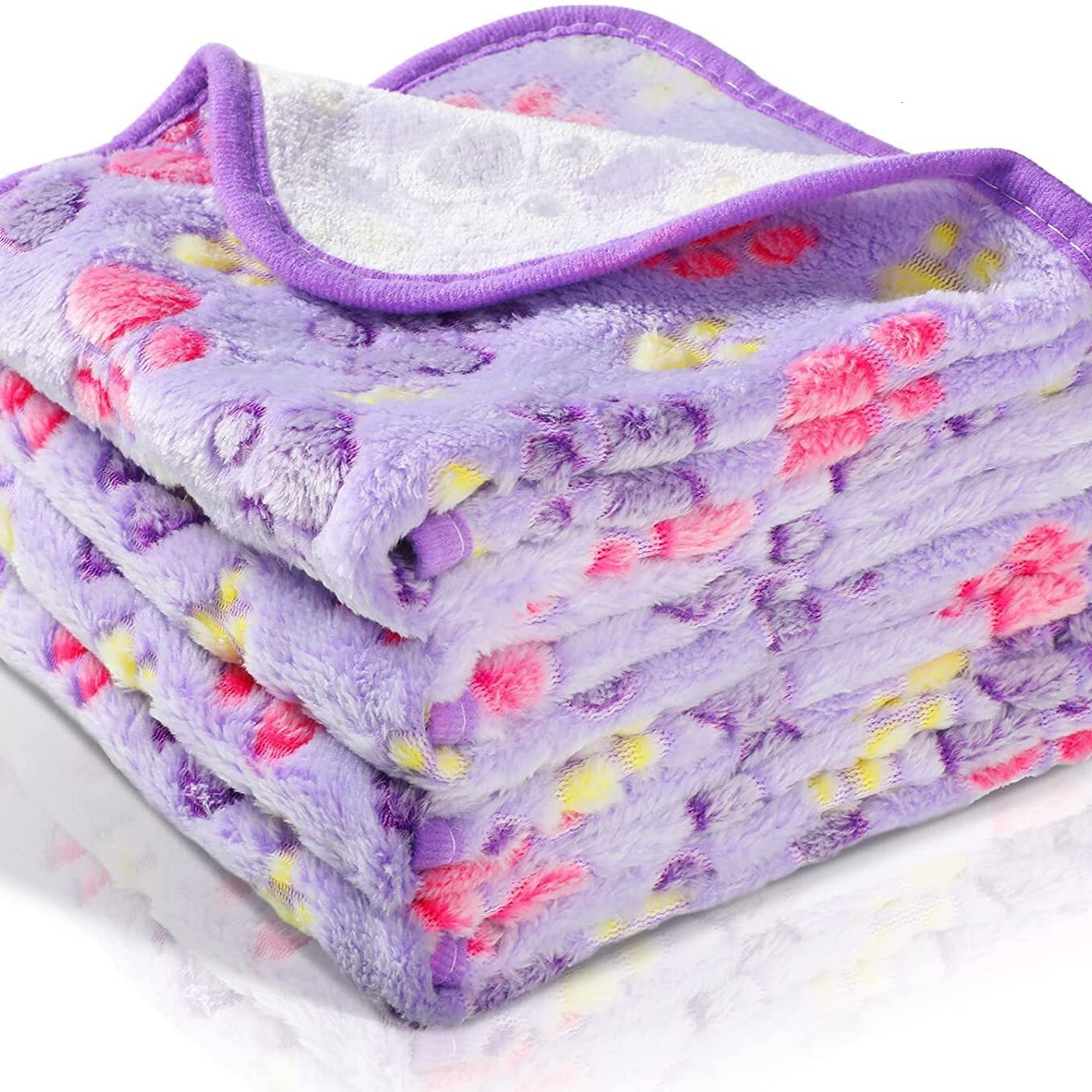 Dog Blankets Pet Blanket Dog Cat Coral Fleece Flannel Paw Print All Season Blanket