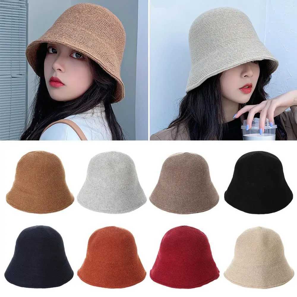 Warm Wool Bucket Hat Portable Foldable Casual Sun Cap Outdoor Sunscreen Winter Panama Hat Women W250217