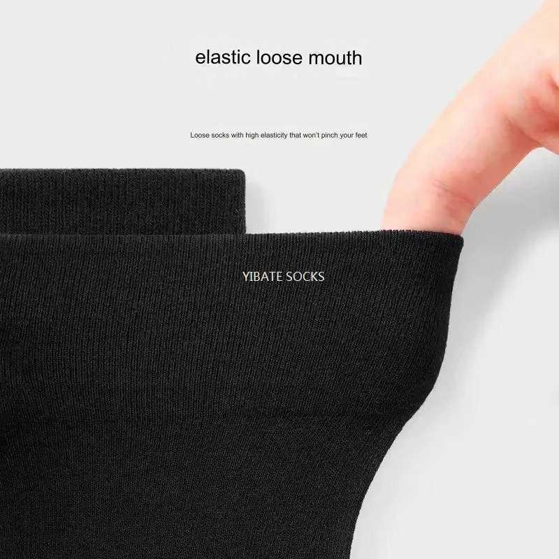 5 Pair New Mens Bamboo Fiber Socks High Quality Solid Color Long Business Mens Socks Fashionable Breathable Black Casual Socks W250217