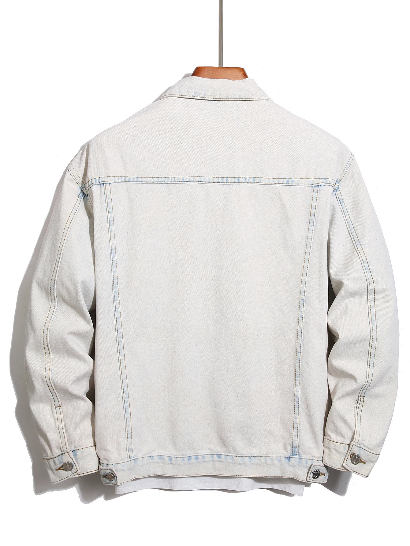 Fashionable denim jacket men casual slim jeans blue and white nostalgic suit loose four seasons fashion 250210