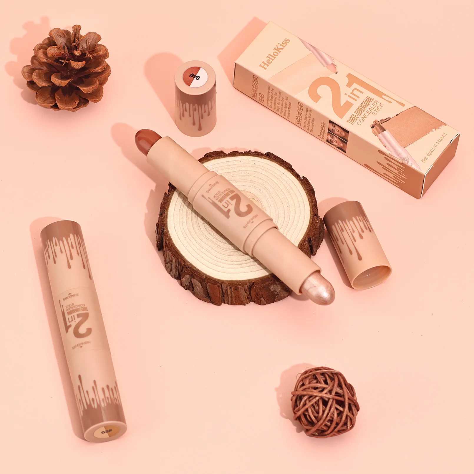 Hellokiss dual head high gloss beauty wand 3D bright facial decoration shadow 2-in-1 beauty penW250217