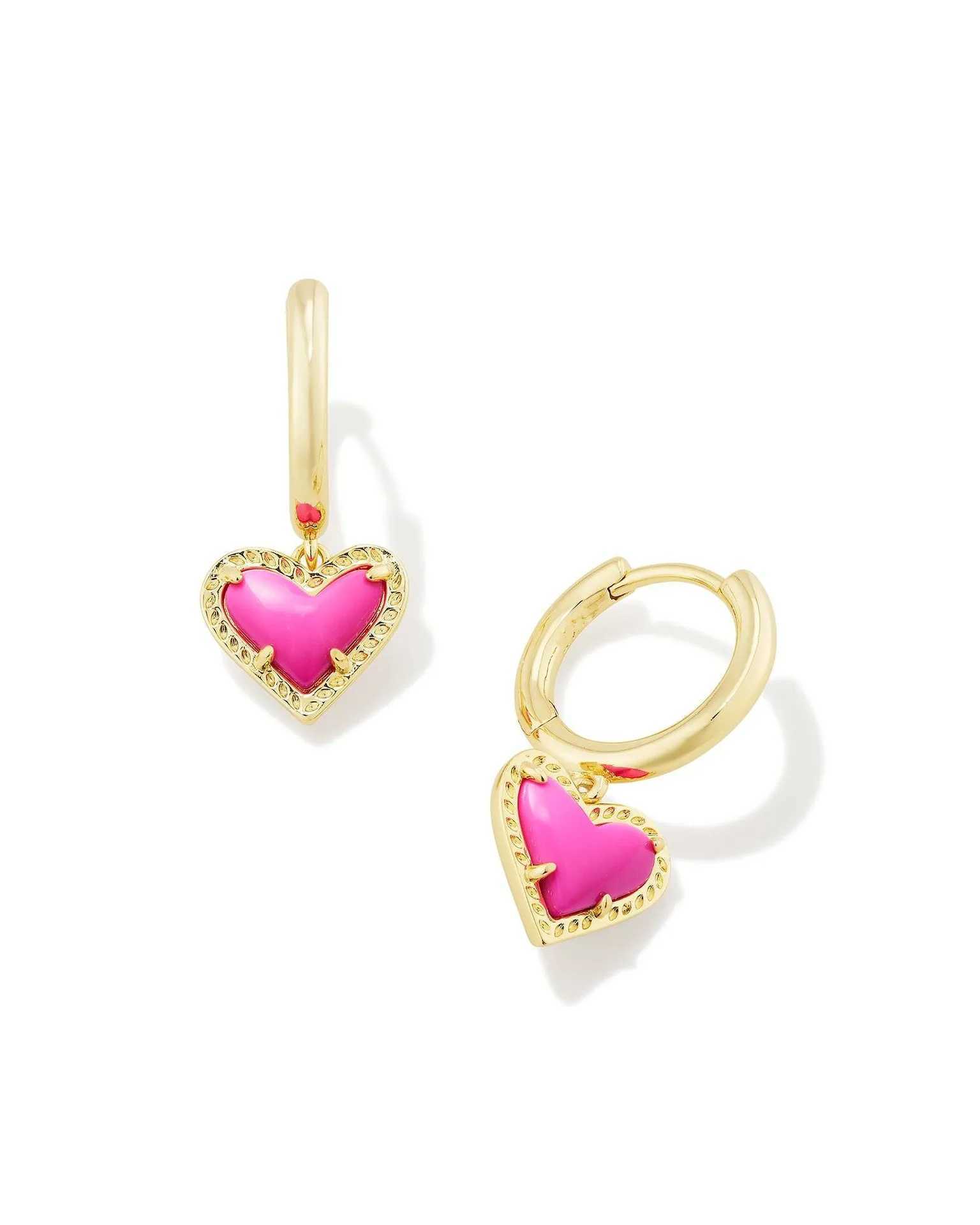 Stud YEEVAA Heart Huggie Earrings in Bubblegum Pink Kyocera Opal Fashion Jewelry Unique Gifts J250217 1Q40G