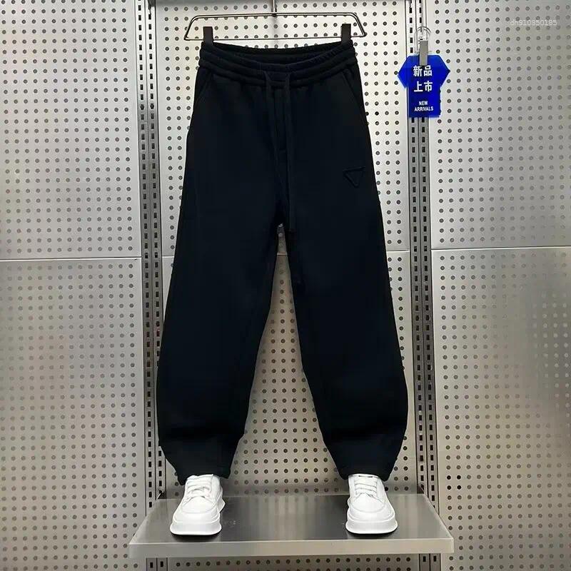 Men's Pants 2025 Autumn Casual Loose Fit Fashionable Sports Trendy Straight Leg Solid Color Versatile Bent Knee