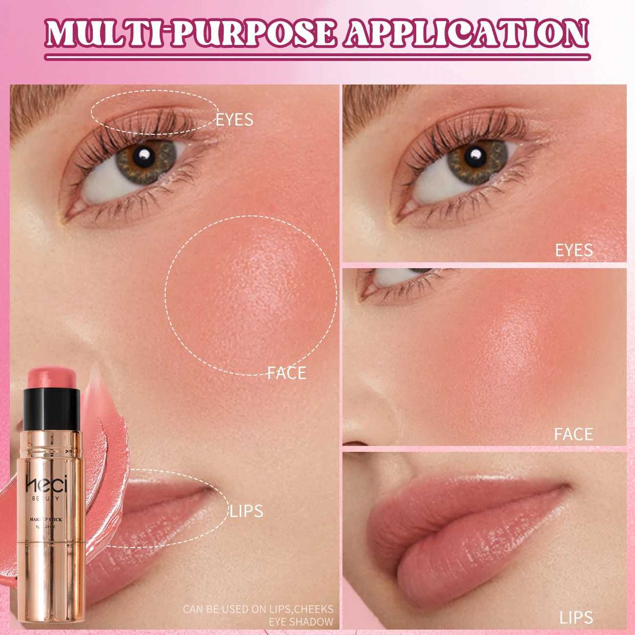 3-in-1 B Contour Highlighter Makeup Stick with Brush Waterproof Sweat-proof Matte Shimmer Non-Greasy Creamy MakeupW250217