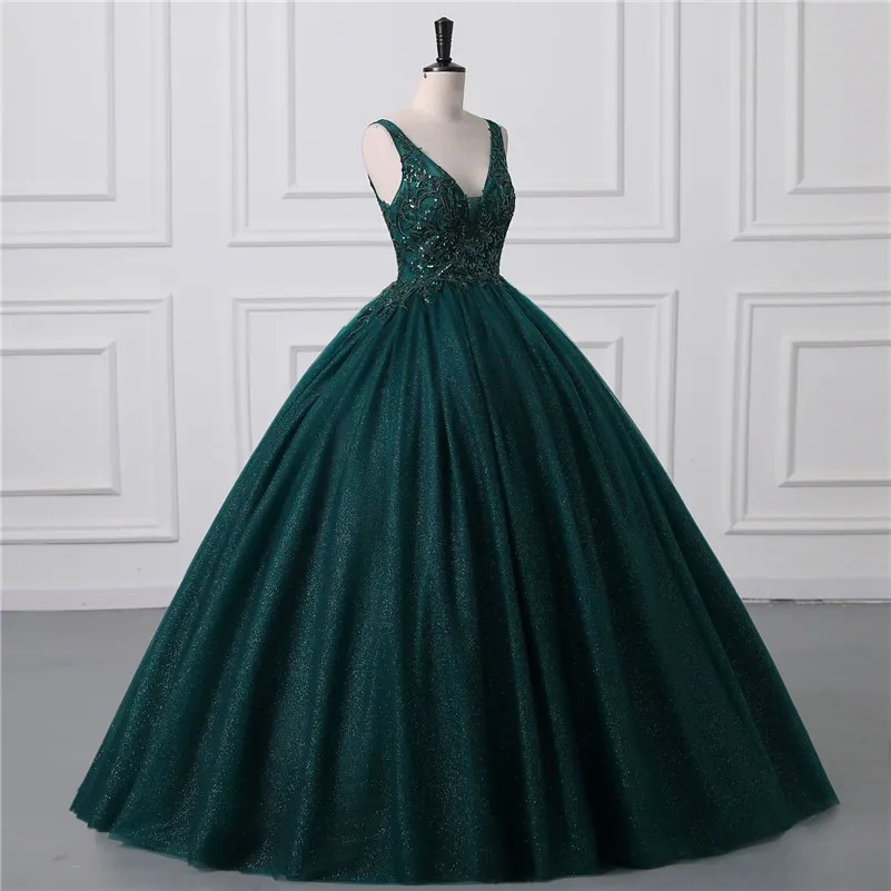 Shiny Sust Green Green SciÃ² Quinceanera Abiti Sexy Abito Da Ballo Da Ballo A V…