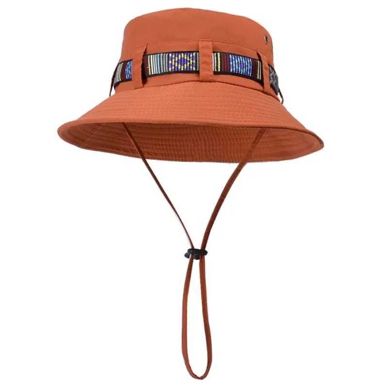 Summer Fashion Bucket Hats for Men and Women Outdoor Fishing and Hiking Hats Large Brimmed Sun and Sun Hats W250217