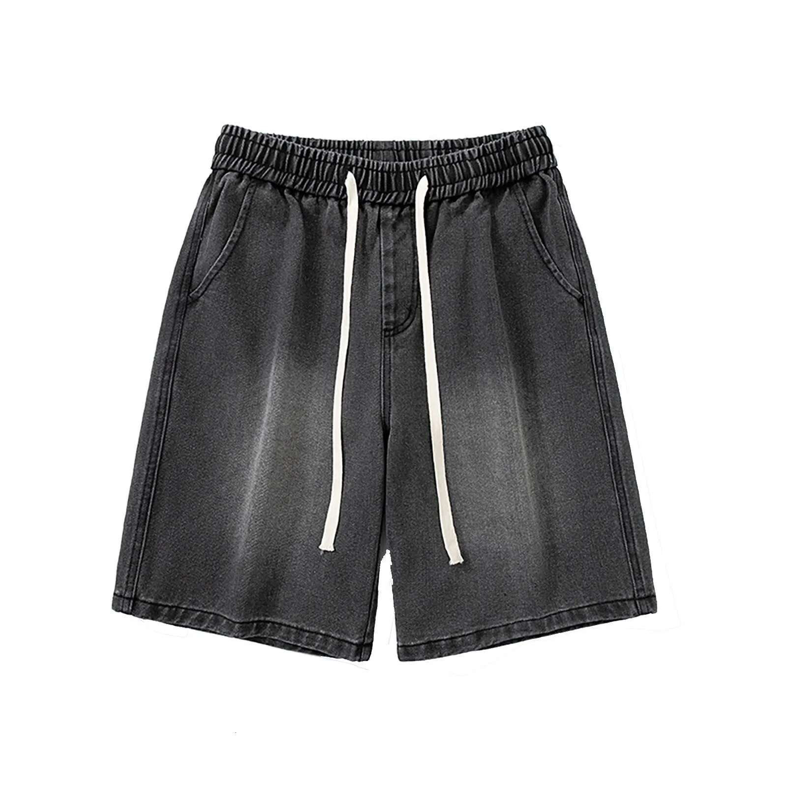 Men's Designer Shorts With Drawstring Waistband Loose Fit Paired With American Retro Street Washed Jeans For Outdoor Casual Running And High-qual