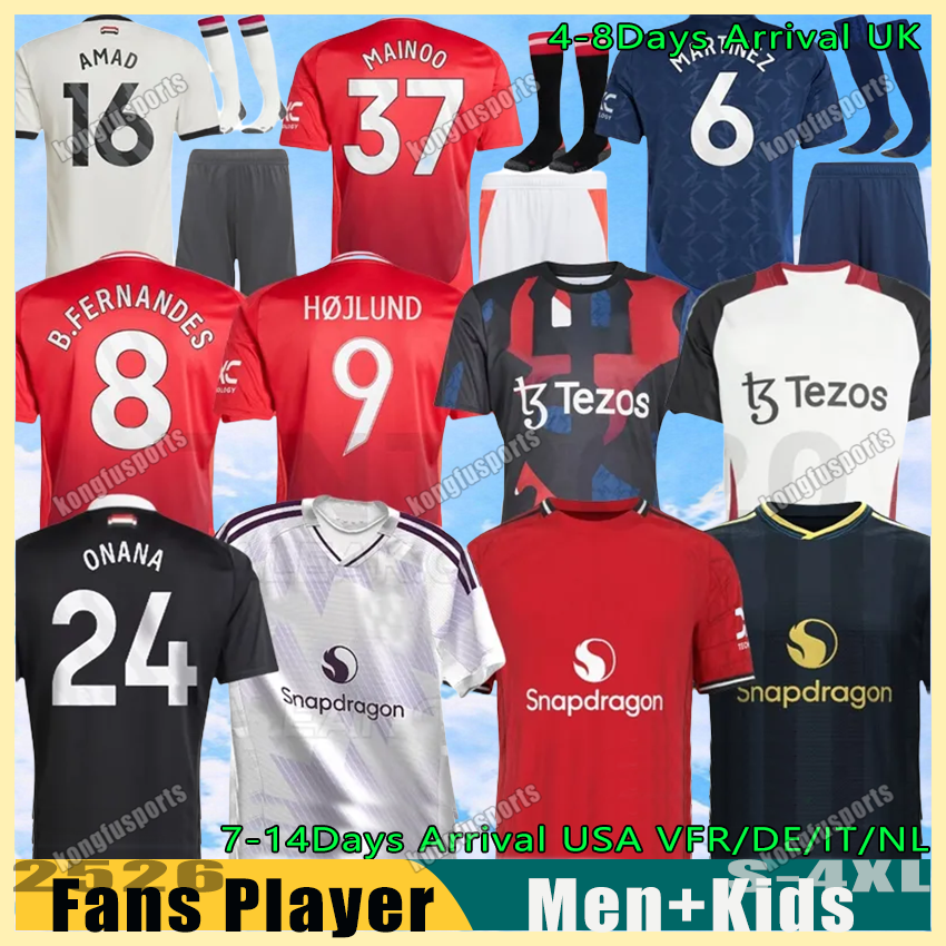 25 26 RASHFORD B.FERNANDES HOJLUND soccer jerseys MARTINEZ ANTONY CASEMIRO GARNACHO ZIRKZEE football shirt HOME AWAY THIRD 2025 2026 Men kids kit football jersey 4xl