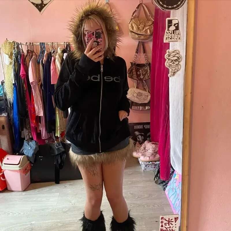 2024 New Retro Trendy Brand Letter Oversized Women's Y2K High Street Fashion Haruku Loose Zipper Hoodie Couple's Style