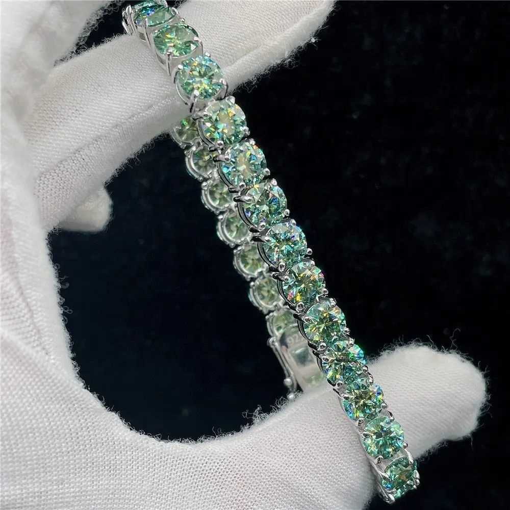 Pass Diamond Tester Hip Hop Tennis Chain Link Custom 4mm 5mm 6mm Round Cut VVS Blue Green Moissanite Tennis Bracelet Necklace
