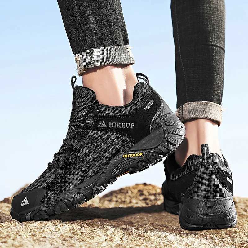 HIKEUP Non-slip Men Hiking Shoes Breathable Outdoor Wear Resistant Splashproof Climbing Men Sneaker Tourism Mountain ShoesC250217