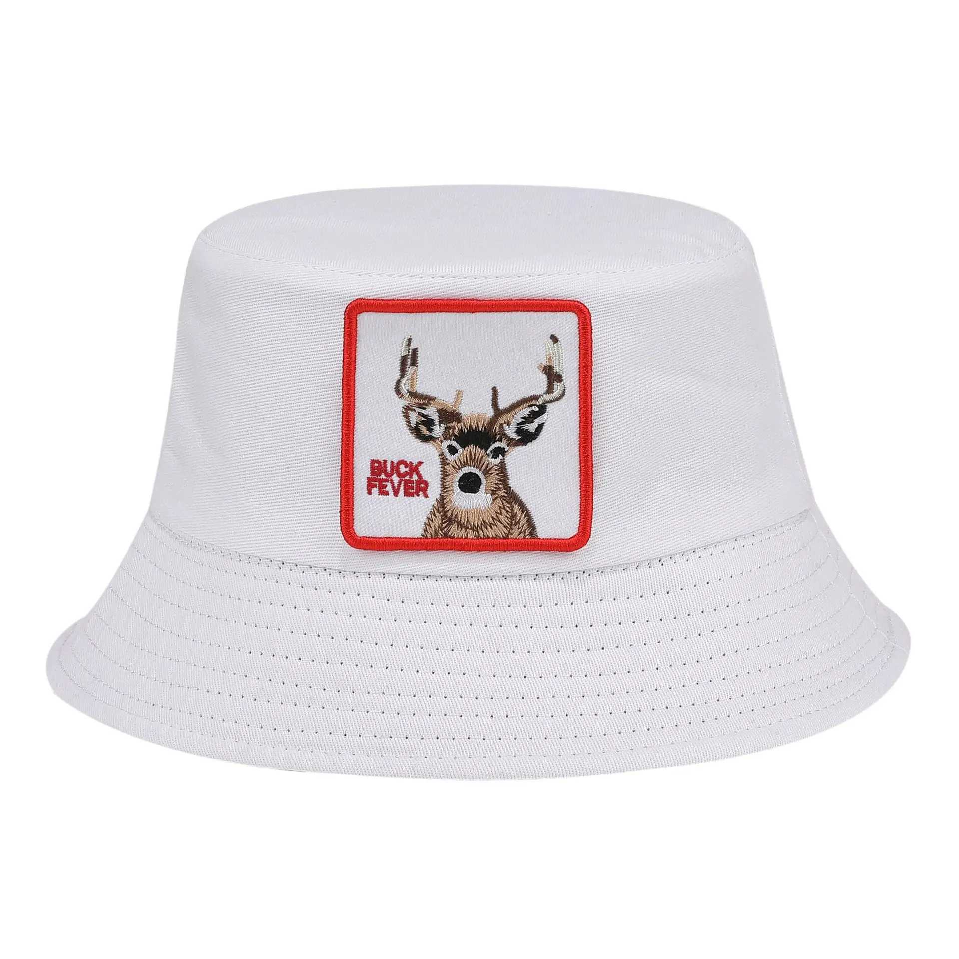 Animal Labeled Wide Brim Fisherman Hat Outdoor Travel Sunshade Basin Bucket Hat for Sun Protection Fishing Cap W250217