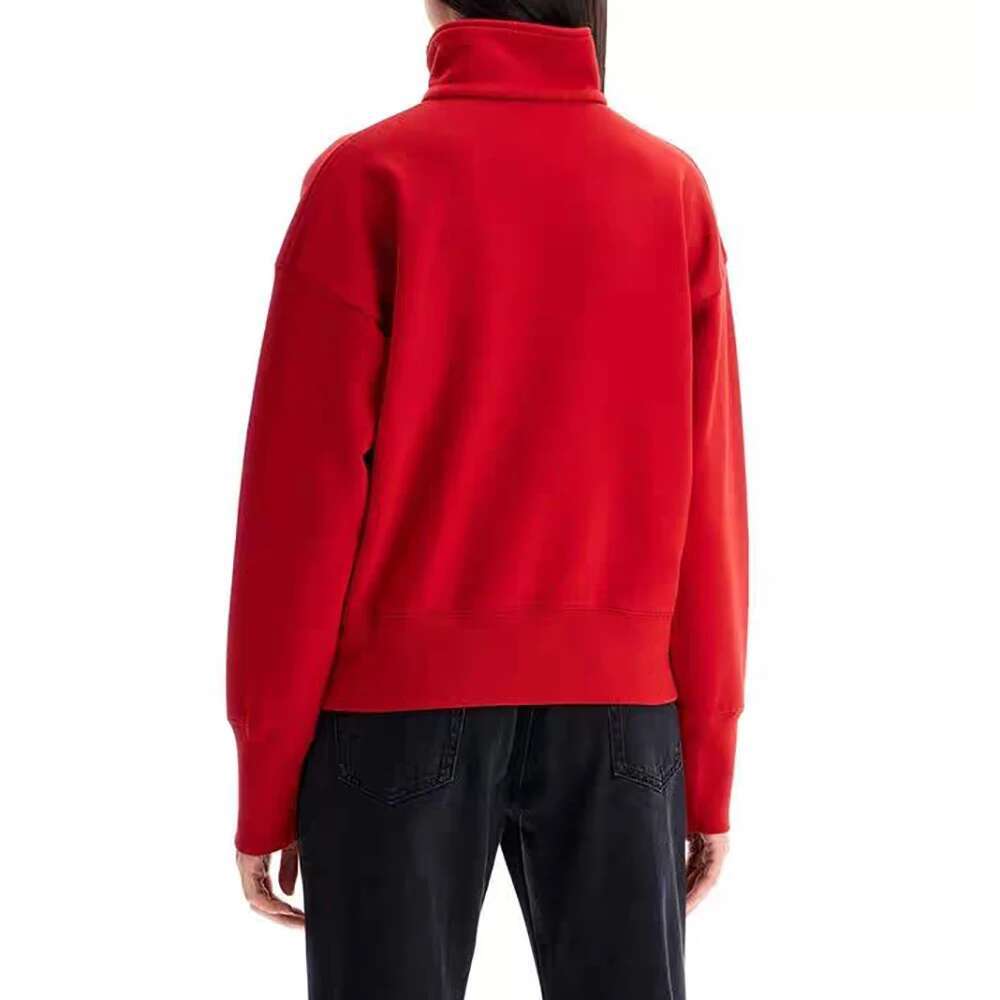 Cotton Women Sweatshirt Y2k Zipper Decoration Simple Fashion Elegant Commuter Half High Neck Long Sleeve T-Shirt Tops 2025 Fall