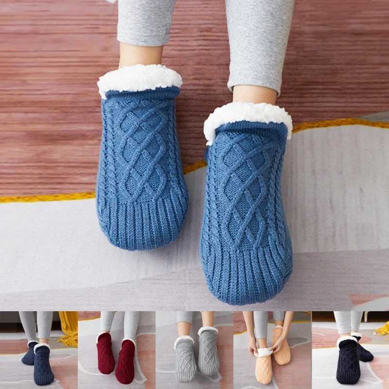 Thickened Winter Woven Thermal Cashmere Socks Floor Socks Women Carpet Home Plus Socks Velvet Sleep Socks Slippers Boat Socks W250217